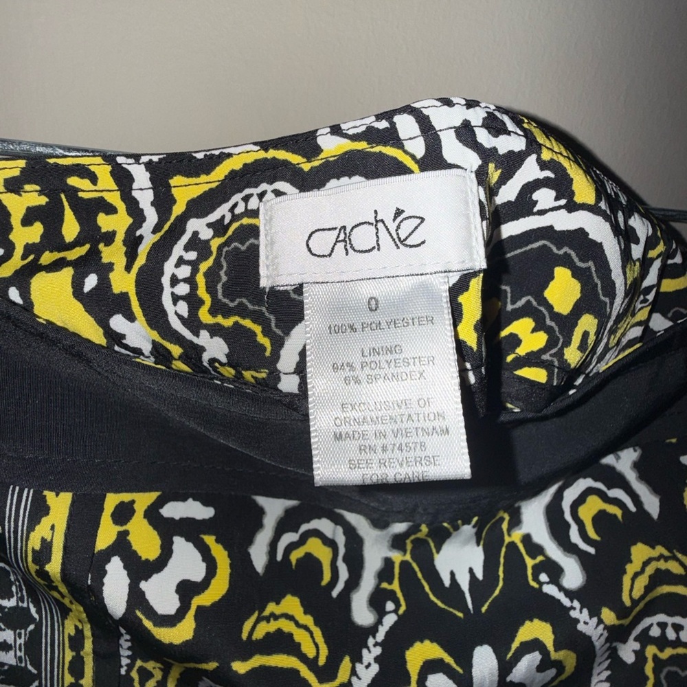 Cache Yellow Black White Patterned Mini Skirt - image 3